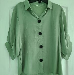 NEW Collared Sage Green Blouse in Medium